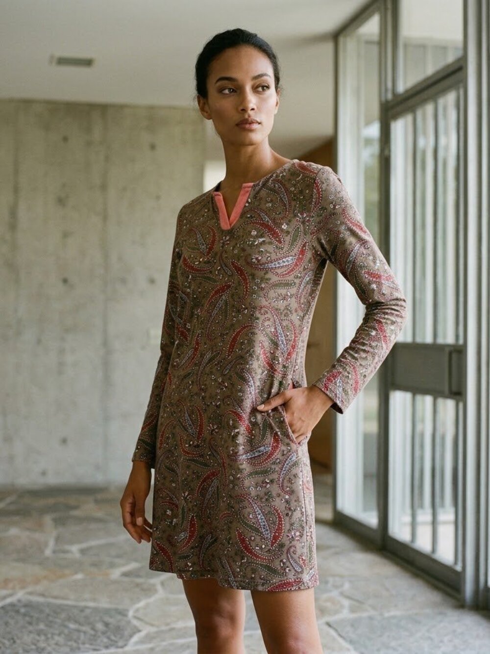 Yak & Yeti Sweater Dress Size Small Paisley Print Lagenlook Cottagecore Prairie